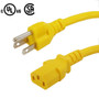 1ft 5-15P to C13 Power Cable 14AWG SJT (15A 125V) Yellow (FN-PW-105C-01YL)