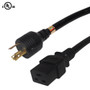 15ft NEMA L6-30P to IEC C19 Power Cable - 12AWG SJT (FN-PW-166-15)