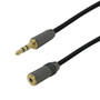 1.5ft Premium Phantom Cables 3.5mm Stereo Male To Female Cable 24AWG FT4 - Black ( Fleet Network )