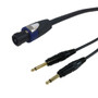 3ft Premium  4-Pole speakON to 2x 1/4 inch TS Speaker Cable 14AWG FT4 (FN-SP-Q1T2C-03)