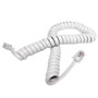 7ft RJ9 4P4C curly cord, cross-wired - White ( Fleet Network )