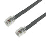 1ft RJ12 Modular Telephone Cable Cross-Wired 6P6C - Silver Satin FN-PH-210-01SL