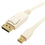 6ft Mini DisplayPort Male to DisplayPort Male Cable with audio 4K*2K 60Hz - FT4 32AWG White (FN-MDP-DP-06)