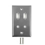 2-Port DB9 size cutout + 2 x 3/8 inch hole Stainless Steel Wall Plate (FN-WP-104-SS)