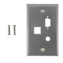 Wall plate Single Gang, 1x DB9, 1x 3/8 inch, 1x Keystone - Stainless Steel (FN-WP-105-SS)