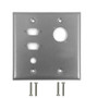 Double Gang, 2-Port DB9 size cutout , 1 x 3/8 inch hole, 1 x XLR Stainless Steel Wall Plate (FN-WP-202-SS)