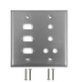 Double Gang, 3-Port DB9 size cutout , 4 x 3/8 inch hole Stainless Steel Wall Plate (FN-WP-203-SS)