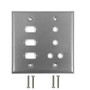 Double Gang, 3-Port DB9 size cutout , 4 x 3/8 inch hole Stainless Steel Wall Plate ( Fleet Network )