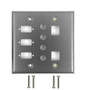 Double Gang, 3-Port DB9 size cutout , 4 x 3/8 inch hole, 2 x Keystone Stainless Steel Wall Plate (FN-WP-206-SS)