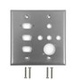 Double Gang, 3-Port DB9 size cutout , 4 x 3/8 inch hole, 1 x XLR Stainless Steel Wall Plate (FN-WP-207-SS)