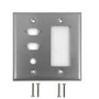 Double Gang, 2-Port DB9 size cutout , 1 x 3/8 inch hole, 1 x Decora Stainless Steel Wall Plate ( Fleet Network )