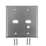 Double Gang, 2-Port DB9 size cutout , 1 x 3/8 inch hole Stainless Steel Wall Plate ( Fleet Network )