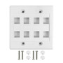 Wall Plate, 8-Port Keystone Double Gang - White (FN-WP-8P-WH)