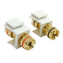 Banana Clip FemaleFemale Keystone wall plate Insert Pair BlackRed Gold Plated - White FN-WP-IN-BAN