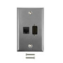 Single Gang SS Wall Plate Kit 1x HDMI 1x CAT6 FN-WPK-SS-107