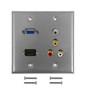 VGA, HDMI, 3.5mm + RCA Composite + Left/Right Audio Double Gang Wall Plate Kit - Stainless Steel ( Fleet Network )