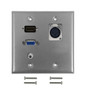 VGA, 3.5mm, HDMI, XLR Locking Female Double Gang Wall Plate Kit - Stainless Steel (FN-WPK-SS-203)