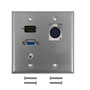 VGA 35mm HDMI XLR Locking Female Double Gang Wall Plate Kit - Stainless Steel FN-WPK-SS-203