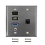 VGA, USB, HDMI, 3.5mm, CAT6 F/F Double Gang Wall Plate Kit - Stainless Steel (FN-WPK-SS-205)