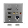 VGA, USB, HDMI, 3.5mm, RCA Composite + Left/Right Audio, XLR Female Double Gang Wall Plate Kit - Stainless Steel ( Fleet Network )