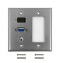 VGA HDMI 35mm Decora Hole Double Gang Wall Plate Kit - Stainless Steel FN-WPK-SS-208
