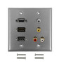 VGA, HDMI, DisplayPort, 3.5mm, RCA Composite + Left/Right Audio Doublegang Wall Plate Kit - Stainless Steel (FN-WPK-SS-209)