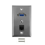 VGA CAT 6 35mm Single Gang Wall Plate Kit - Stainless Steel FN-WPK-SSVGASC