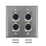 XLR 4 x Female Locking Wall Plate Kit - Stainless Steel (FN-WPK-XLR-4FL)