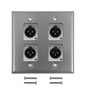 XLR 4 x Male Wall Plate Kit - Stainless Steel (FN-WPK-XLR-4M)