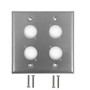 Double Gang, 4-Port XLR Stainless Steel Wall Plate (FN-WP-XLR4-SS)