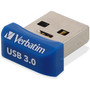 Verbatim 64GB Store 'n' Stay Nano USB 3.0 Flash Drive - Blue - 64 GB - USB 3.0 - Blue - Lifetime Warranty (98711)