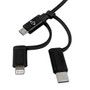 1m 3-in-1 Apple iPhone 8-pin Lightning/Micro B/Type-C to USB A Male Cable with Black Mesh - Apple MFi certified (FN-AP-USB-MLC-03BKM)