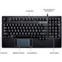 Adesso EasyTouch 425UB-MRP - Touchpad Keyboard w/ Rackmount - Cable Connectivity - USB Interface - 104 Key - English (US) - TouchPad - (AKB-425UB-MRP)