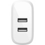 Belkin BOOSTuarrCHARGE Dual USB-A Wall Charger 24W - 480 A Output WCB002DQWH