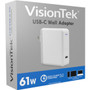 VisionTek USB-C 61W Quick Charge Plug - 120 V AC, 230 V AC Input - 3.6 V DC/3 A, 5 V DC, 6.5 V DC, 9 V DC, 12 V DC, 15 V DC, 20 V DC (901283)