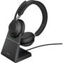 Jabra Evolve2 65 Headset With Charging Stand - Stereo - USB Type A - Wireless - Bluetooth - Over-the-head - Binaural - Supra-aural - 26599-989-989