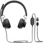 Logitech Zone Headset - Stereo - USB Type C - Wired - 32 Ohm - 20 Hz - 16 kHz - Over-the-head - Binaural - Circumaural - 62 ft Cable 981-000871