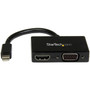 StarTechcom Travel AV Adapter 2-in-1 Mini DisplayPort to HDMI or VGA Converter - Connect a Mini DisplayPort-equipped PC or Mac to - MDP2HDVGA