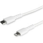 StarTech.com 3 foot/1m Durable White USB-C to Lightning Cable, Rugged Heavy Duty Charging/Sync Cable for Apple iPhone/iPad MFi - fiber (Fleet Network)