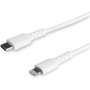 StarTech.com 6 foot/2m Durable White USB-C to Lightning Cable, Rugged Heavy Duty Charging/Sync Cable for Apple iPhone/iPad MFi - fiber (Fleet Network)