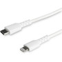 StarTechcom 6 foot2m Durable White USB-C to Lightning Cable Rugged Heavy Duty ChargingSync Cable for Apple iPhoneiPad MFi - fiber RUSBCLTMM2MW