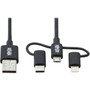 Tripp Lite USB-A to Lightning USB Micro-B and USB-C SyncCharge Cable Black 6 ft - 6 ft LightningMicro-USBUSBUSB-C Data Cable - M101-006-LMC-BK