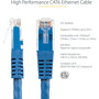 StarTechcom 6ft CAT6 Ethernet Cable - Blue Molded Gigabit - 100W PoE UTP 650MHz - Category 6 Patch Cord UL Certified WiringTIA - 6ft C6PATCH6BL