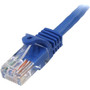 StarTechcom 7 ft Blue Snagless Cat5e UTP Patch Cable - Category 5e - 7 ft - 1 x RJ-45 Male - 1 x RJ-45 Male - Blue RJ45PATCH7