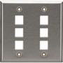 Black Box Keystone Wallplate - Stainless Steel, Double-Gang, 6-Port - 6 x Total Number of Socket(s) - 2-gang - Stainless Steel - TAA (Fleet Network)