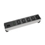 Hammond 6 Outlet Power Strip - C14 Input, C13 Receptacles - Aluminum - Black