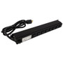 Hammond 19 Inch 8 Outlet Horizontal Rack Mount Power Strip Cord 5-20P Plug Rear 5-20R Receptacles FN-1589T8G1BKRR