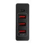 USB Wall Charger With Type-C PD And Three A Smart IC Ports Overload Protection Black Delivery Type-A Power FN-CH-USB-AC3C1P-BK