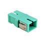 SC/SC Fiber Coupler F/F Multimode OM3/OM4 Simplex Ceramic Reduced Flange - Aqua