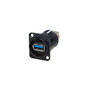 Neutrik Panel Mount USB 3.0 Jack Feedthrough In Black For Secure Front Connections FN-NT-NAUSB3-B
